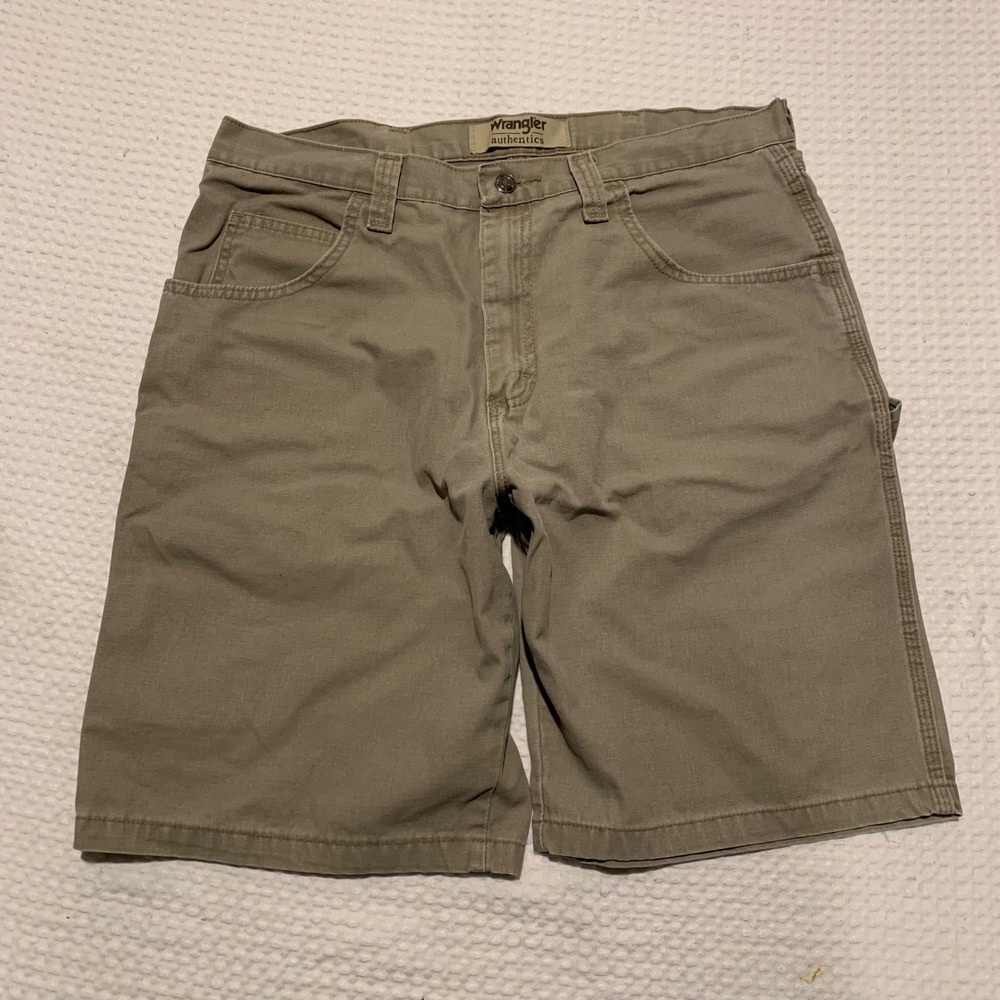 Wrangler Authentics Mens Tan Khaki Carpenter Shorts 10ZM4SOMK Size 36